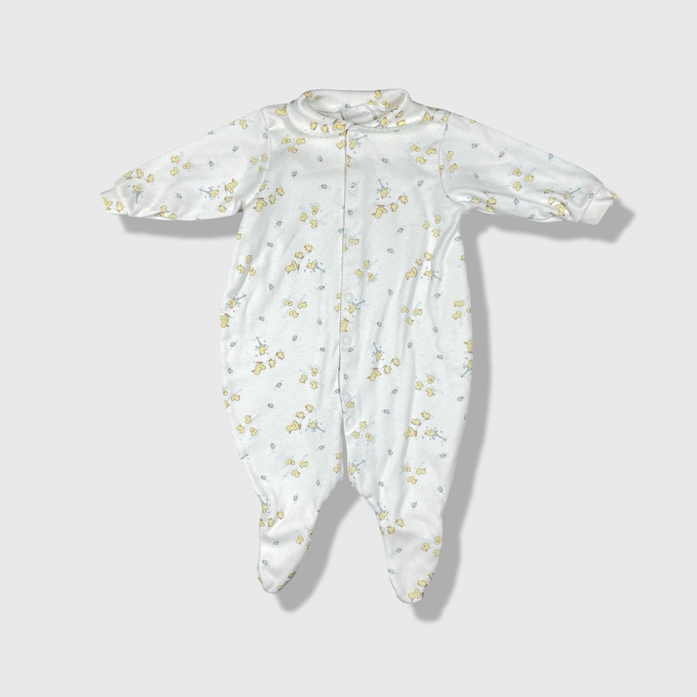 Carter's Footed Sleeper Baby 3-6M‎ White Yellow Duck Print Vintage Aesthetic